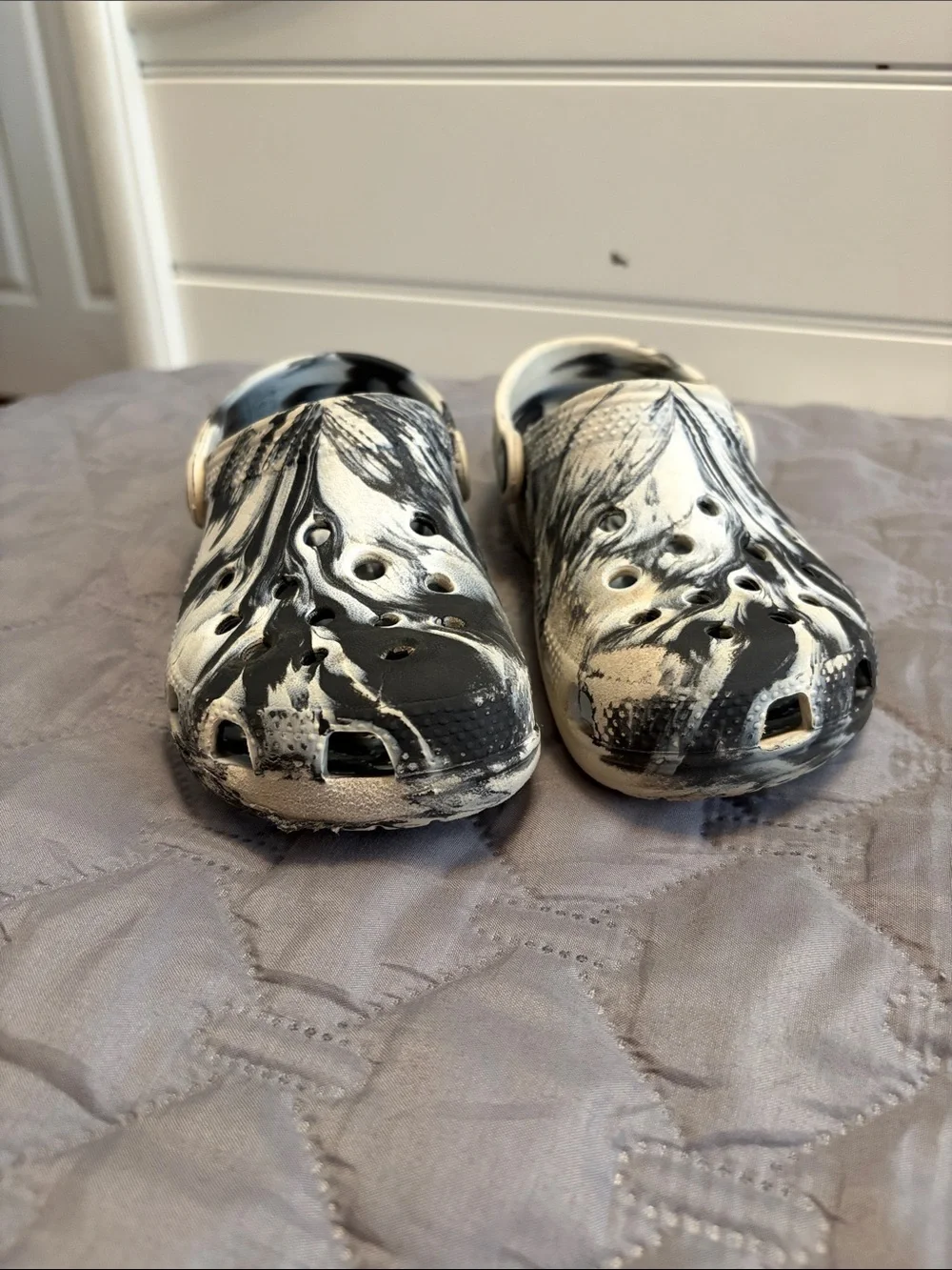 CROCS Kids Clogs — Solid Black & Black/White Marble